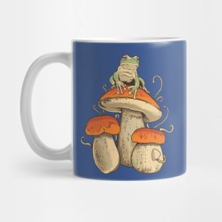 Cottagecore Aesthetic Mushrooms and Frog Mug